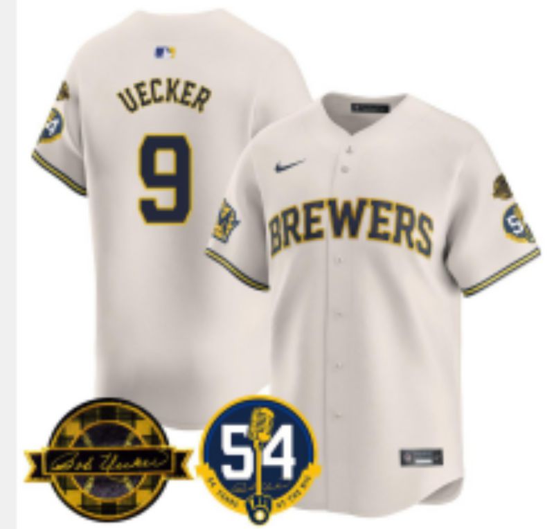 Men Milwaukee Brewers #9 Uecker Cream Nike MLB 2025 Jersey 01->youth mlb jersey->Youth Jersey